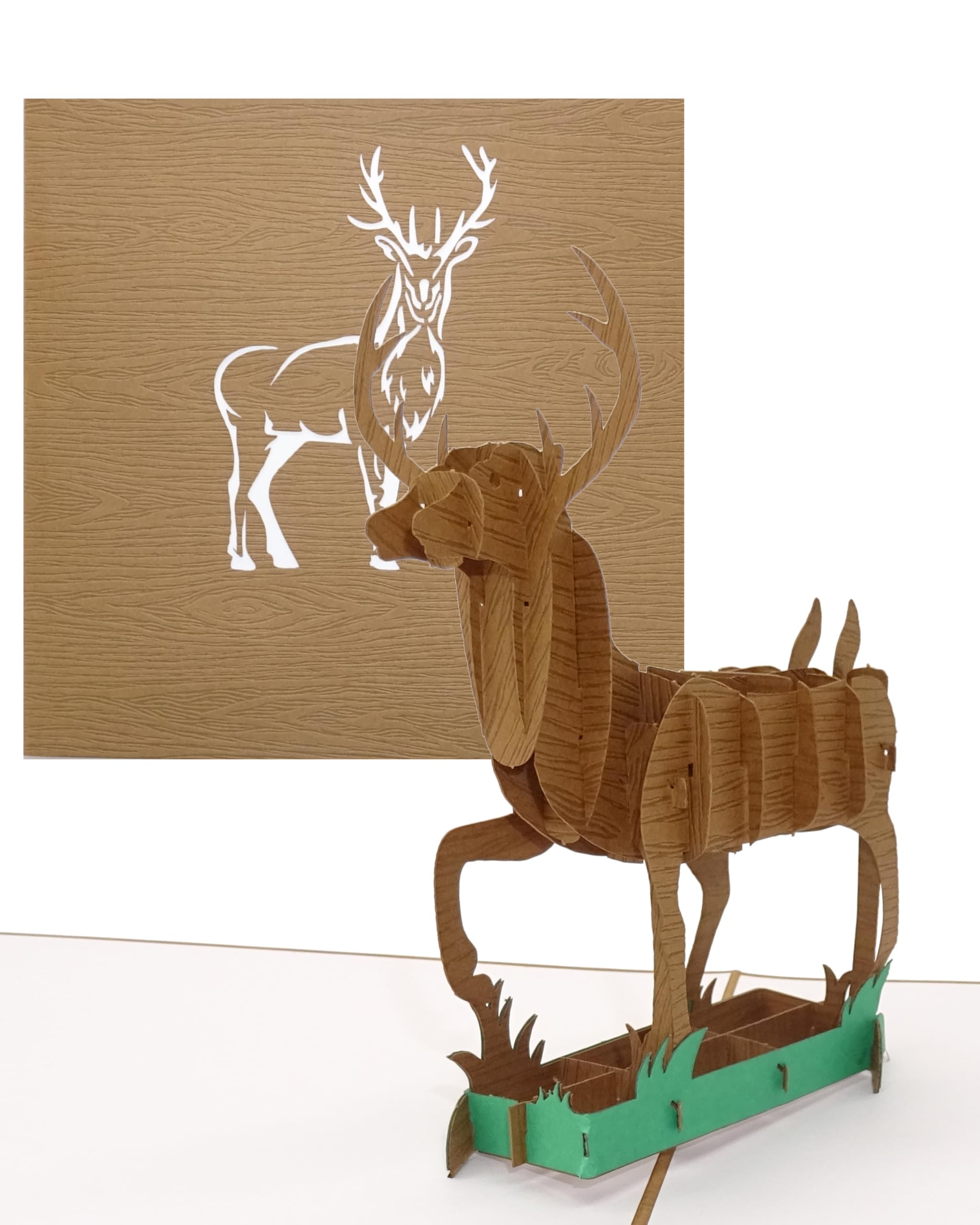 Pop Up Card "Stag - Waidmannsheil" - 3D Birthday Card & Invitation Card with Envelope & Stag Motif - as a Gift, Voucher and Invitation for Hiking, Hunting for Hunters & Forestrers