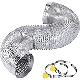 Steelsoft Heavy Duty Dryer Vent Exhaust Hose 4 inch 5 Feet for Tight Space,Extra Thick Aluminum Foil Flexible Duct Kit with C