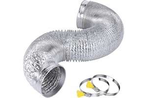 Steelsoft Heavy Duty Dryer Vent Exhaust Hose 4 inch 5 Feet for Tight Space,Extra Thick Aluminum Foil Flexible Duct Kit with Collars,Easy Installation