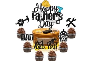 LONKISYL Happy Father’s Day Cake Topper with 24 pcs Cupcake Topper Super Dad Daddy's Day Cake Decoration Best Dad Ever We Love You Daddy Cupcake Decor Labor Tools Theme for Happy Father’s Day Festival Supplies