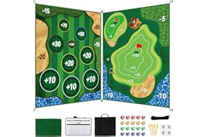 Double Sided Golf Chipping Game,6x5 FT Sticky Playing Golf Game Practice Mat for Adults with 20 Sticky Balls Golf Hitting Mat