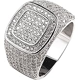 Edulex Iced Out Mens Pinky Ring - 18k Gold Plated Bling Hip Hop Cubic Zirconia Jewelry - Created Diamond Signet for Women Gifts