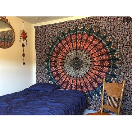 Tapestry Lovers Psychedelic Mandala Tapestry Wall Hanging For Beach Throw Towel, Bedsheet, Table Cover,54 X 84 Cotton