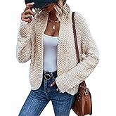 Sidefeel Women's Cardigan Sweaters Casual Long Sleeve Cropped Open Front Chunky Knit Coats Fall Sweaters