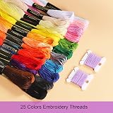 AUERVO Embroidery Floss 25 Skeins Pack Rainbow Colors with 6 Bobbins 8m view 3