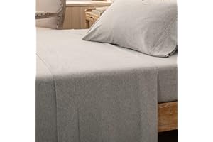 PURE ERA Jersey Knit Flat Top Sheet Only 100% T-Shirt Heather Cotton Super Soft Comfy Breathable(1-Pack, King, Grey)