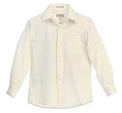Gioberti Big Boys' Long Sleeve Dress Shirt, Ivory, 16