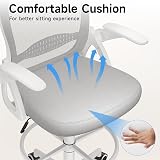 Naspaluro Drafting Chair Tall Ergonomic Office Chair with Flip-Up Armrests Grey view 7