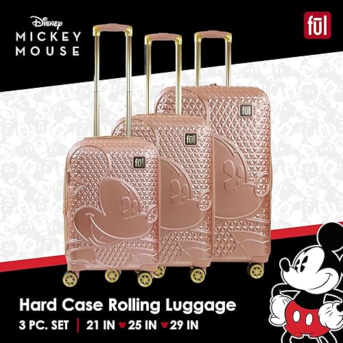 FUL Disney Mickey Mouse Piece Rolling Luggage Set, Hardside