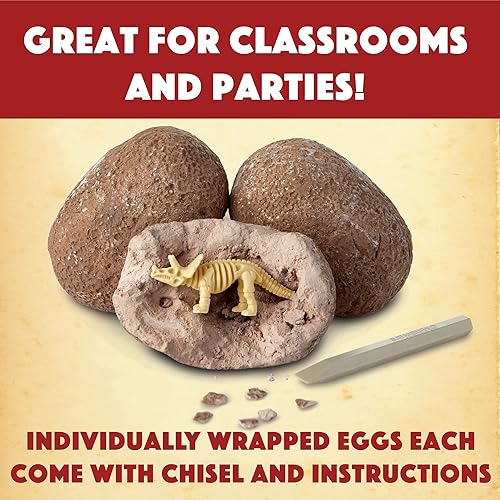 MindWare Dig It Up! Dinosaur Skeleton Eggs Excavation kit Comes with 12  Clay Eggs, 12 Chisel Tools and 12 In