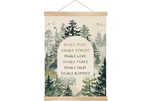 YOU FOUND A DUCK Mindfulness Wall Art Decor,Inhale Exhale Inspirational Forest Poster with Wooden Hanger, Mental Health Decor for Therapy Office, Counseling Room, Yoga Studio, Calm Down Corner, 14x18.5Inches(BG015)
