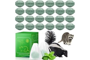 MIXRUG 24 Pack Raccoon & Skunk for Yard, Natural Peppermint Oil Skunk Repellent for Rodents, Raccoon Skunk Mouse Deterrent Balls for Indoor Outdoor Garage Attic