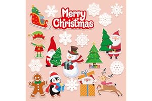 Tevxj 20 Pieces Christmas Thick Gel Clings Window Gel Clings Decals Stickers for Toddlers Kids Adults Home Airplane Classroom Nursery Christmas Party Supplies Decoration Removable and Reusable