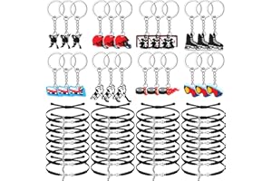 Remuuly 48 Pcs Ice Hockey Gifts Bulk Including 24 Ice Hockey Keychains 24 Adjustable Field Hockey Charm Bracelets for Unisex Cool Field Ice Hockey Teams Sports Party Favors Fans Gifts Supplies