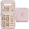 Vlando Travel Essentials for Women Jewelry Box, Travel Accessories for Teen Girl Trendy Stuff, Necklace Organizer Earrings Ring Organizer, Travel Must Have Jewelry Organizer - Letter C, Pink