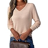 GKBK Women's V Neck Sweater Wool Blend Lightweight Soft Pullover Long Sleeve Tops Business Casual Fall Outfits 2025 Trendy