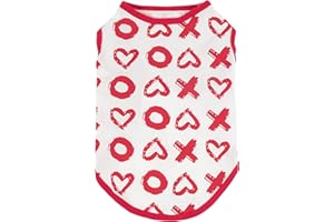 Fitwarm Dog T-Shirts XOXO Puppy Shirts 100% Cotton Pet Clothes Red Heart Dogs Shirt Hugs and Kisses Cat Outfits Doggie Vest Top Small