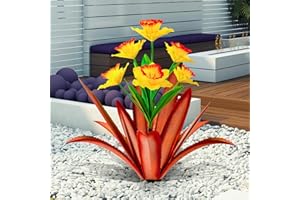 TOMBABY Huge Metal Agave Plants Outdoor Decoration Outdoor Garden Decorated with Flowers Mexican Yard Art Plant Garden Gift(Yellow 1 Pack)