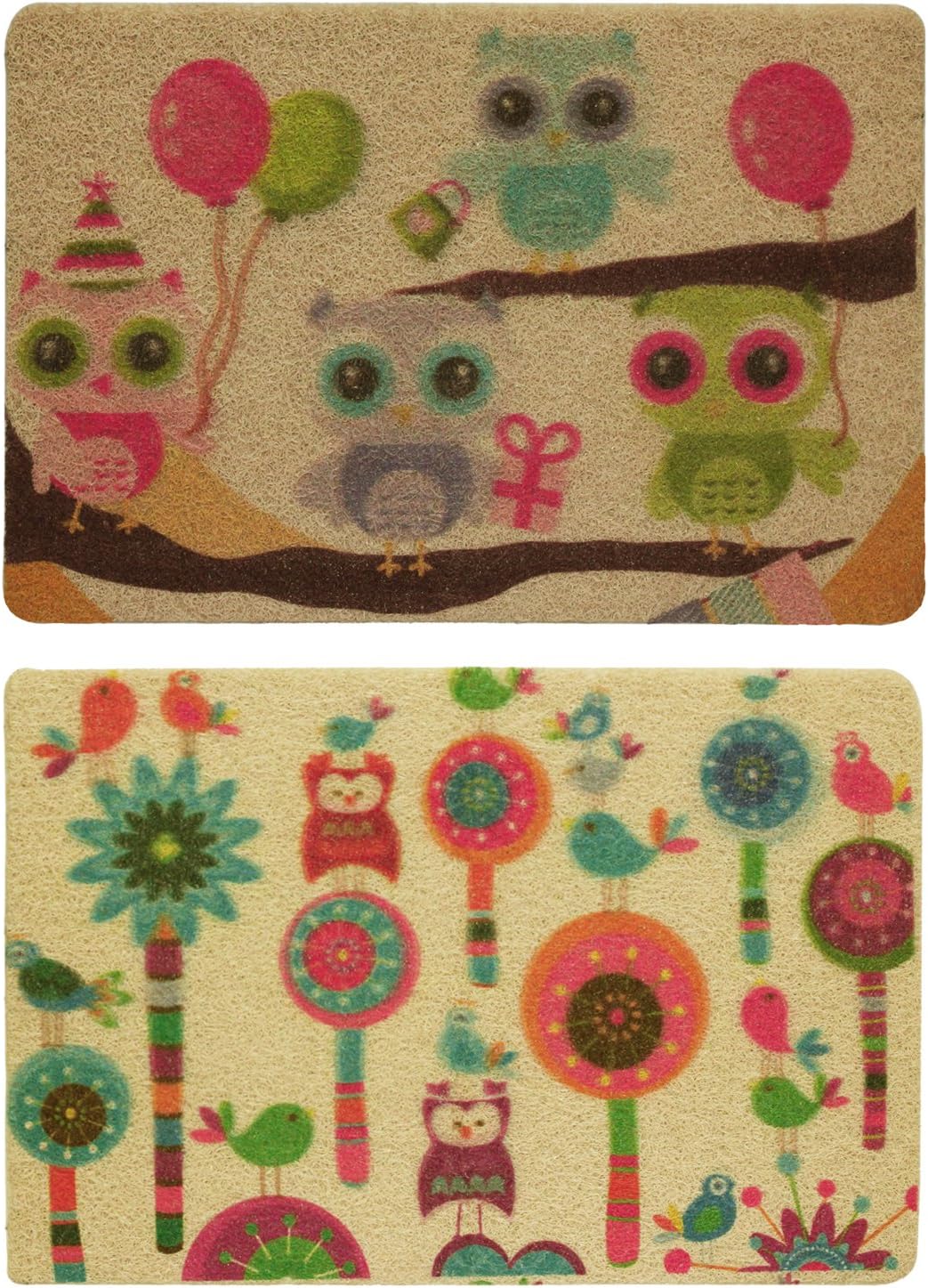 Home Candy Coral Collection Modern 2 Piece Synthetic Mat Set - 16" x 24", Multicolour