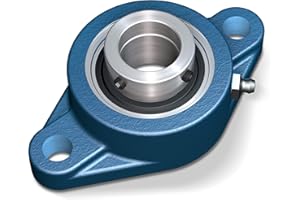 SKF F2B 012-RM Ball Bearing Flange Unit, 2 Bolts, Set Screw Locking, Regreasable, Contact Seal, Cast Iron, 3/4" Bore, 3-17/32" Bolt Hole Spacing, 2850lbf Dynamic Load Capacity