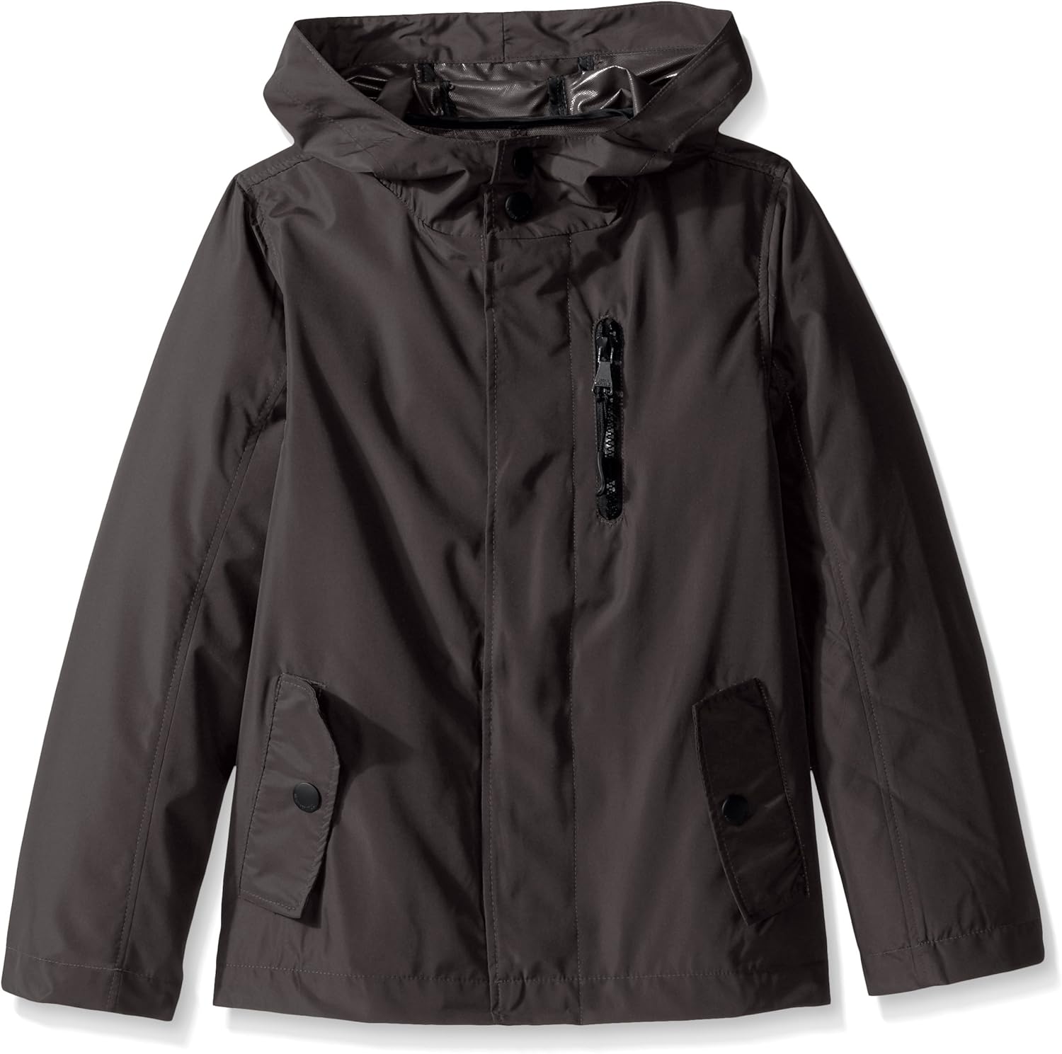 Urban Republic Boys' Little Hooded Rain Jacket, Charcoal, 7