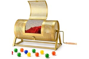 Raffle Drum, Thickened Metal Raffle Ticket Spinner Box with Sealing Tape, Silent Design Raffle Ticket Cage with Wooden Turnin