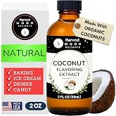 Natural Coconut Extract for Baking, Ice Cream, Drinks, and Candy - 2 oz - Water-Soluble - By Harvest Moon Delights - Flavorin