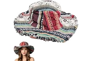 Frayed Patchwork Bucket Hat, Patchwork Multicolored Mushroom Hemp Hat, Unisex Shapeable Wide Brim Sun Hat for Men Women