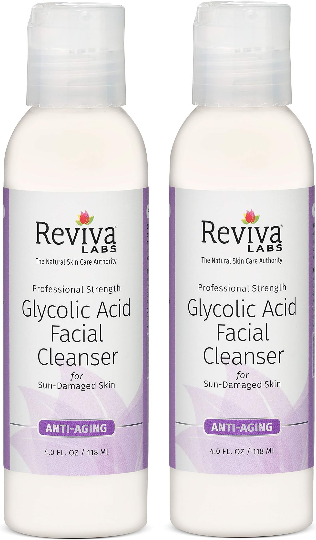 Reviva Labs Glycolic Acid Facial Cleanser for Sun-Damaged Skin, 4 ounce (Pack of 2)