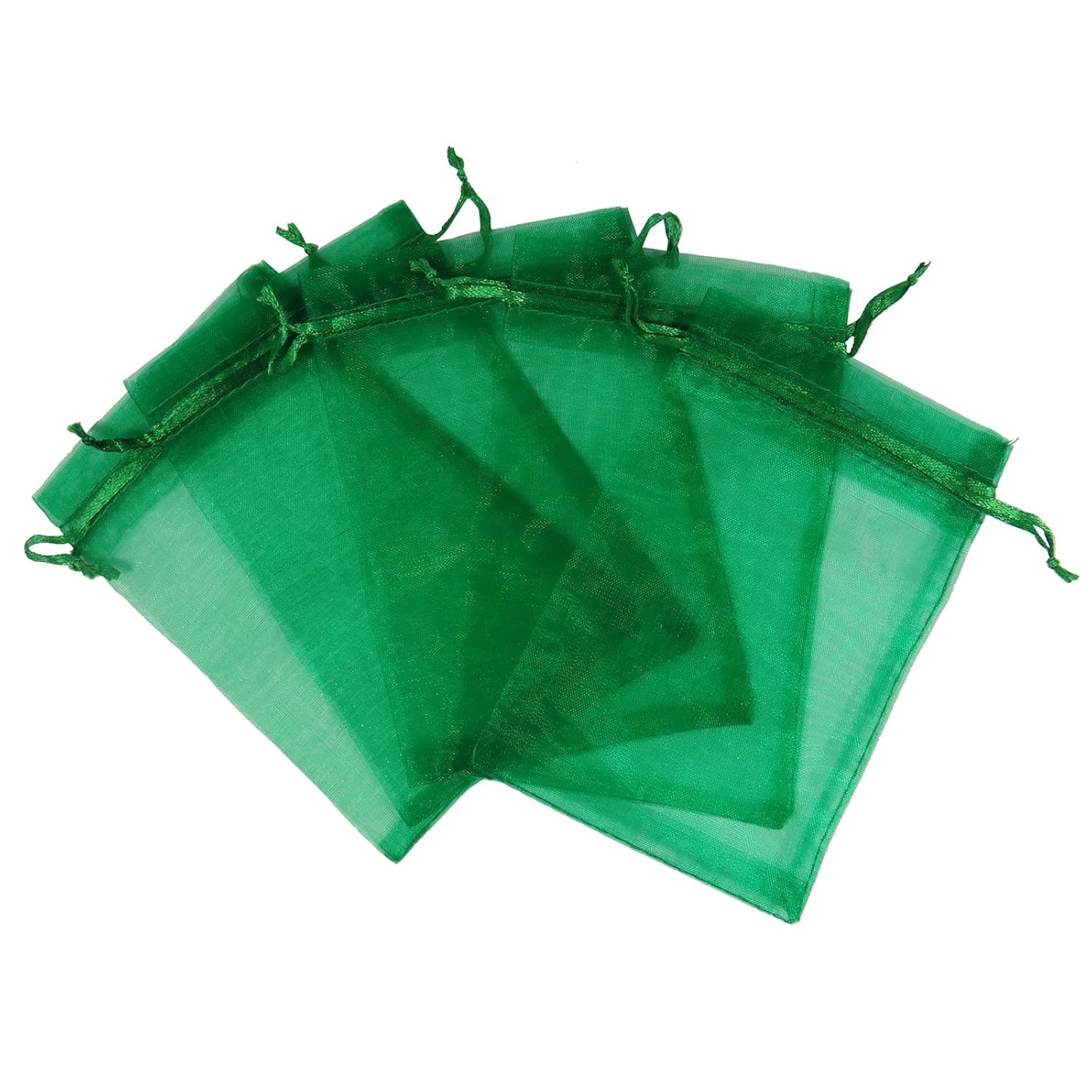 RakrisaSupplies 100Pcs Deep Green Organza Bags 5x7" w