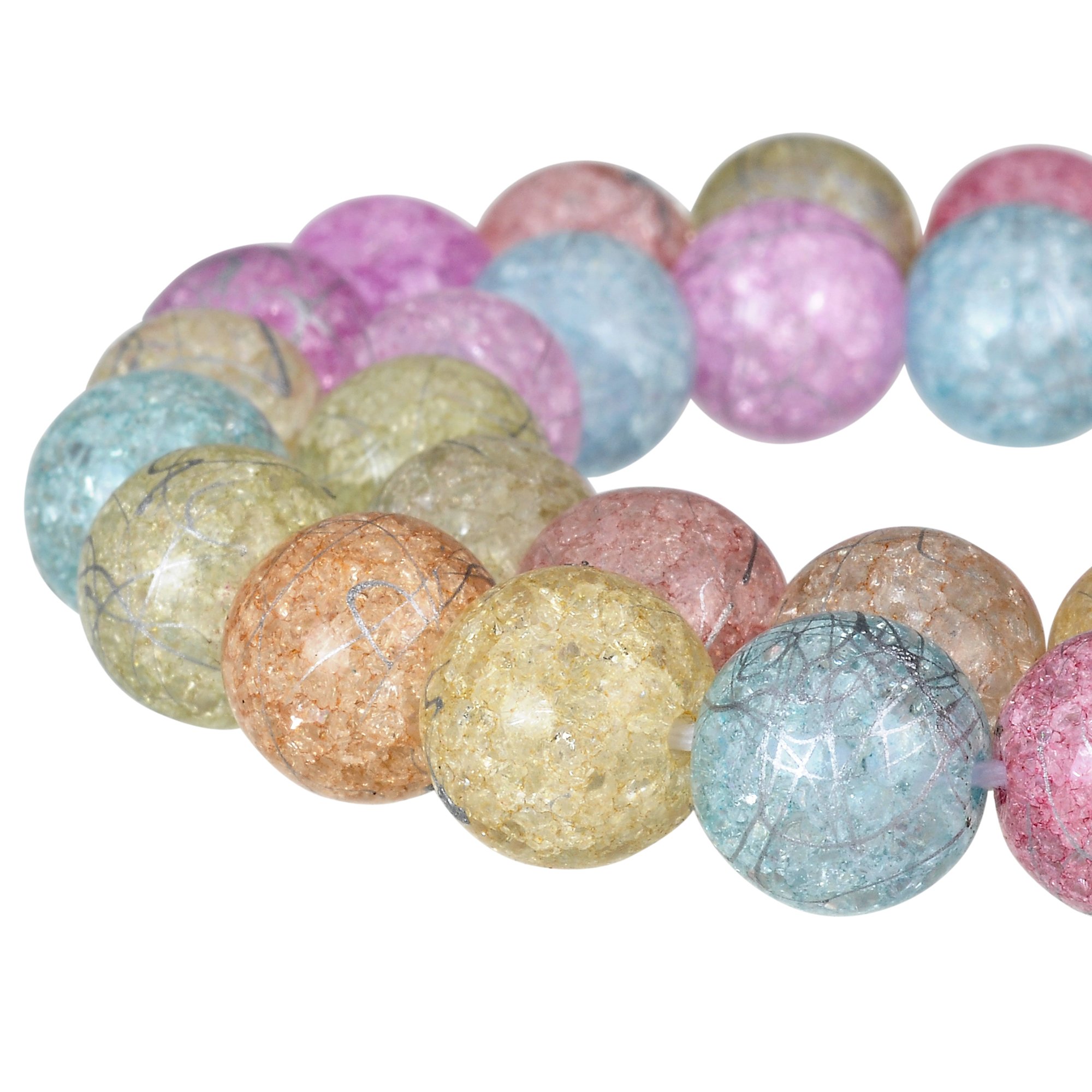 RUBYCA Round Crackle Druk Czech Crystal Glass Beads Jewellery Making 10mm Strand (Mix Colours)