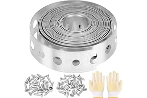 Glarks 32pcs 11/16inch x 10Feet Galvanized Metal Pipe Strap with Holes, Pipe Support Metal Strapping, Pipe Hanger Straps with