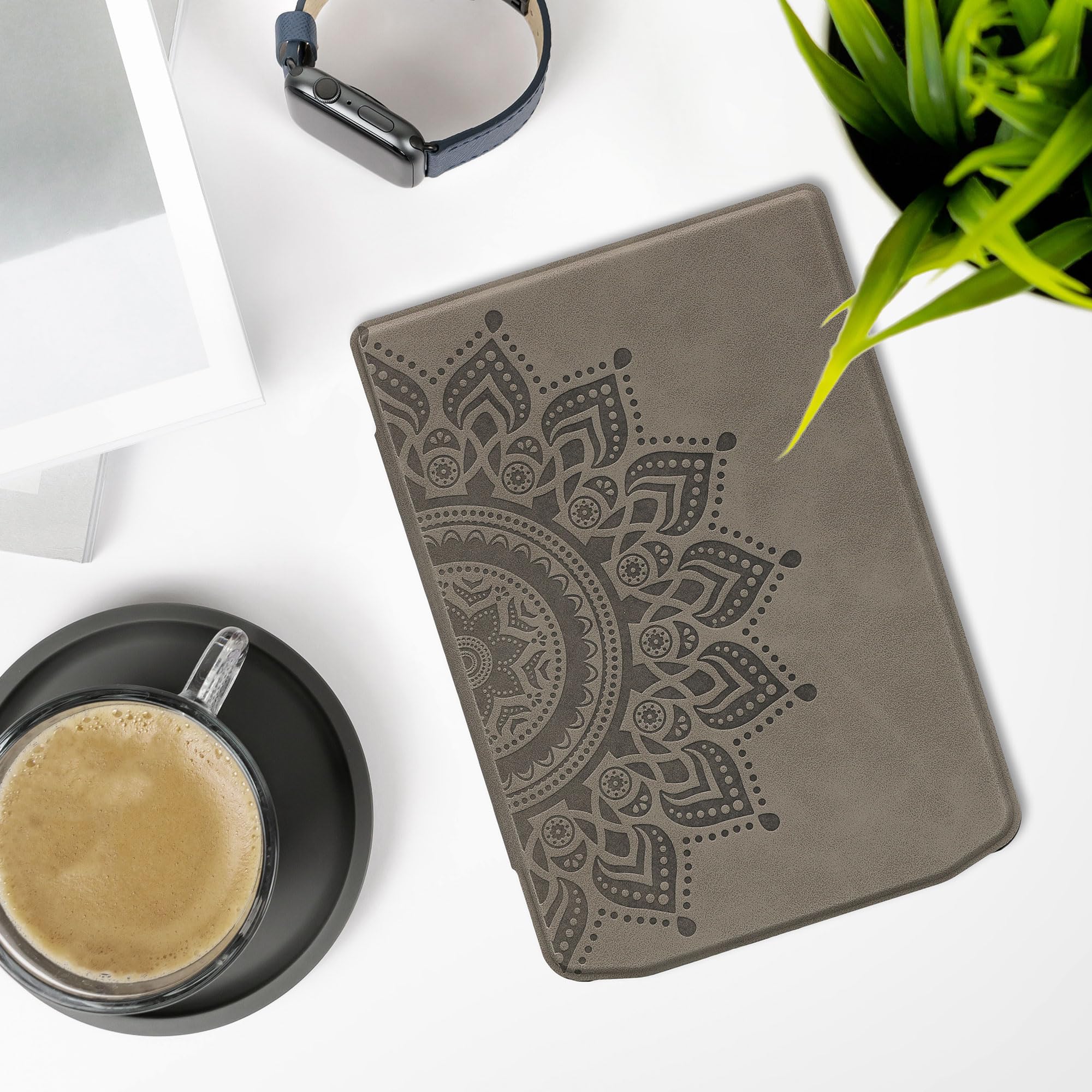 kwmobile Cover Compatible with Pocketbook Verse/Verse Pro/Verse Color/Vivlio Light/Light HD Cover - eReader Case - Rising Sun Grey