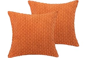 COTEY 18x18 Throw Pillow Covers Set of 2, Decorative Boho Covers for Bed, Couch Fluffy Pillow Cover for Living Room, Neutral Home Décor Accent for Sofa - Rust