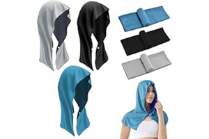 Piacolnic 6 Pcs Cooling Hoodie Towels, 2 Style Cooling Towel for Neck, Sun Protection Cooling Neck Wraps, Absorbent Quick Dry