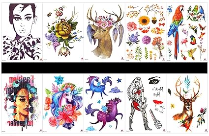 10pcs Tatouages Dans 1 Paquets Y Compris Les Oiseaux Femme