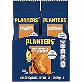 PLANTERS Honey Roasted Cashews, Plant Based Protein, 1.5 Oz (18 Ct) | Roasted Cashews. Flavored Cashews. Snacks for Adults, 18 Snack Packs. Plant Based Protein Snack. Individual Snacks