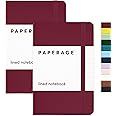 PAPERAGE Lined Pocket Journal Notebook, 2 Pack, (Burgundy), 160 Pages, Small Notebook, 3.6 inches x 5.6 inches - 100 gsm Thick Paper, Hardcover