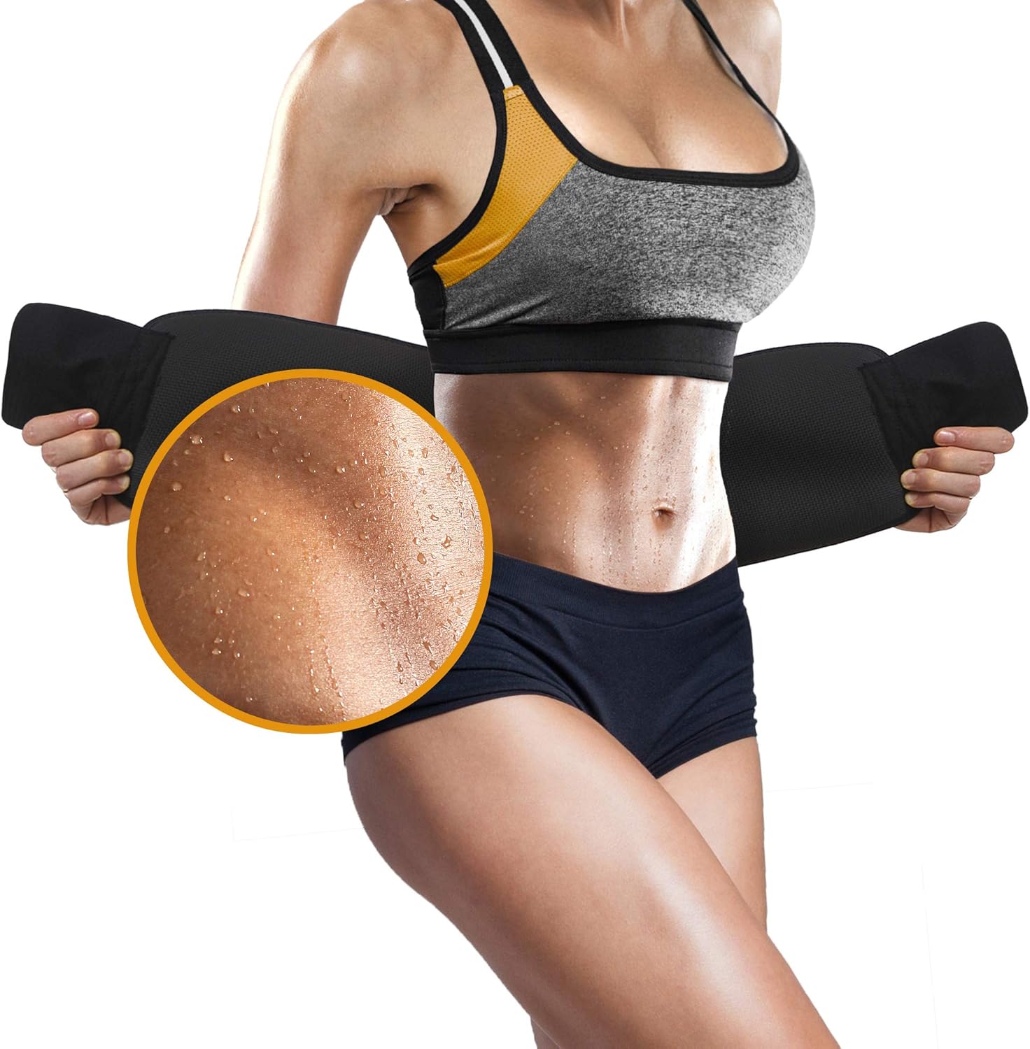 Perfotek Waist Trimmer Belt, Sweat Wrap, Stomach Slimmer, Low Back and Lumbar Support with Sauna Suit Effect, Best Abdominal Trainer (Black): Clothing