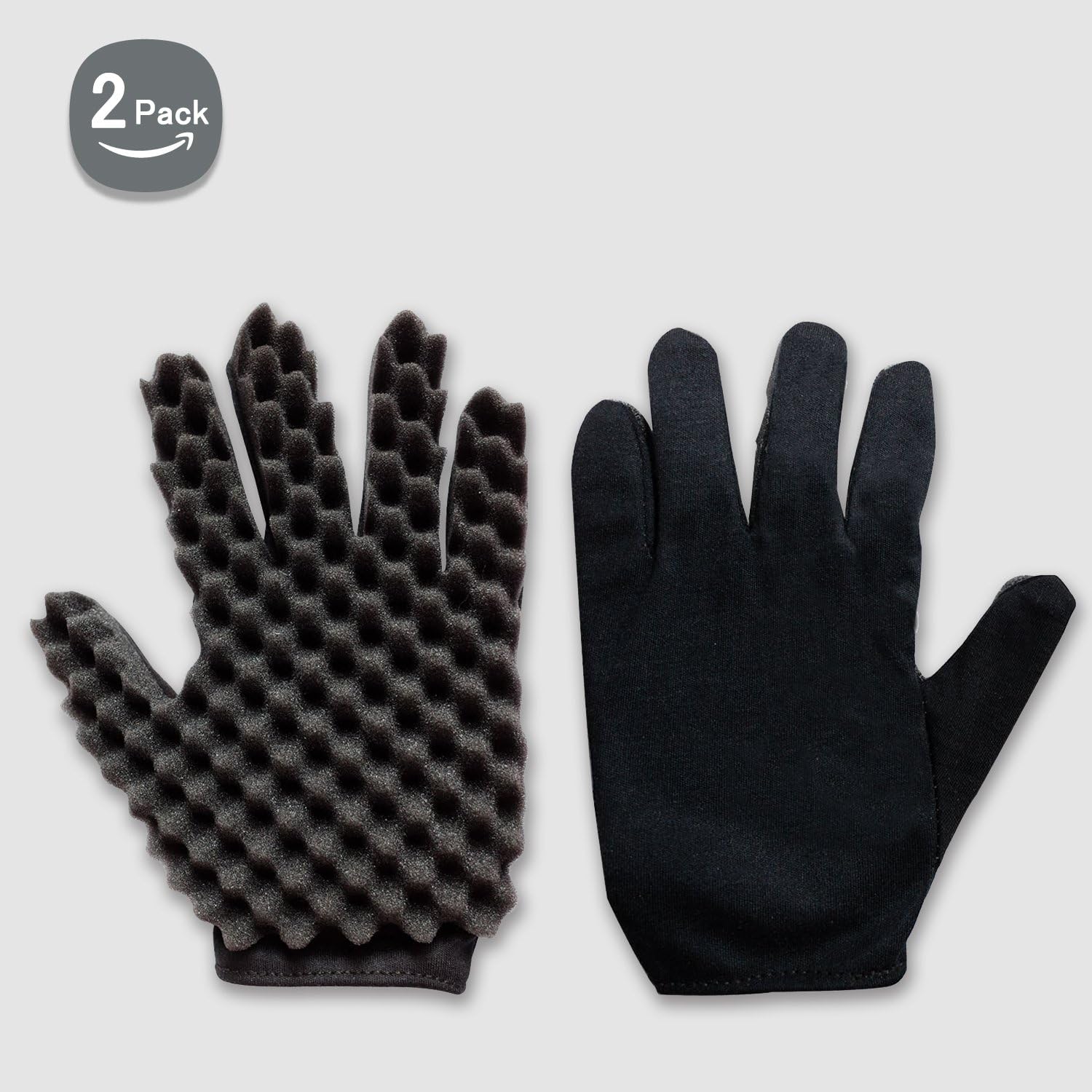 Curl Hair Sponge Gloves Tutorial for Barbers Wave Black Twist Brush Styling Tool For Men and Women Curly Hair Care Dreads Afro Locs Twist Dreadlocks Coil By Kasimedo (2 Pack Left)