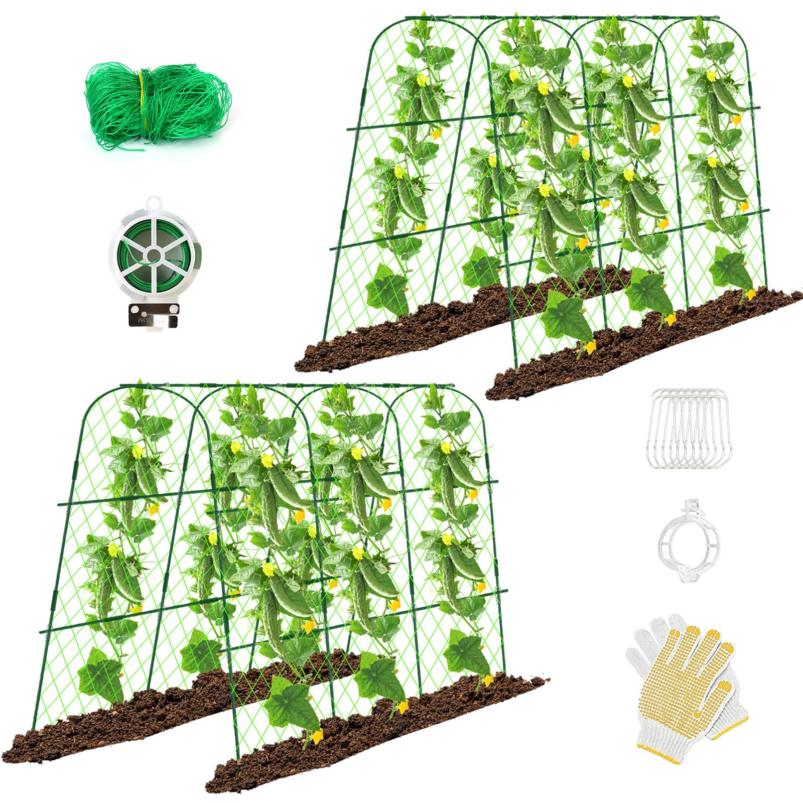 Photo 1 of 2 Pack 65"×48" Cucumber Trellis for Raised Bed, U-Shape Garden Trellis for Climbing Plants Outdoor, Metal Arch Vegetables Trellis, Detachable Cucumber Trellis Support for Tomato,Squash