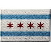 Chicago City Flag Embroidered Iron On Sew On Illinois Patch