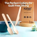 FOOGO Green Disposable Wooden Cutlery Set 150pcs Birch 16cm Eco Biodegradable view 2