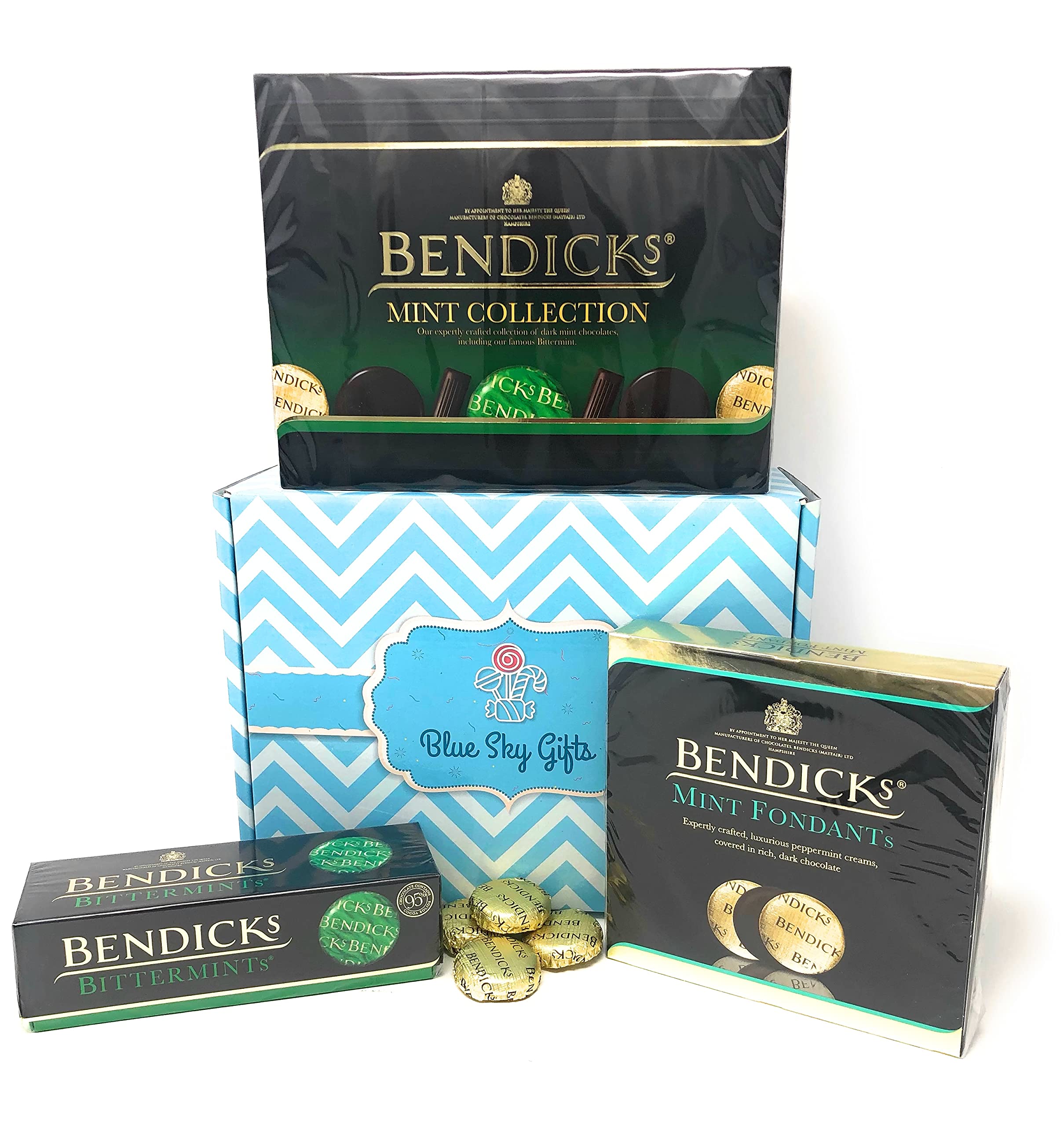 Bendicks Hamper Gift Box, Bittermints, Mint Collection, Mint Crisps, Fondants Mints. An Ultimate Chocolate Gift Box Assortment Of Bendicks Mint Chocolates, The Perfect Mint Chocolate Box Present.