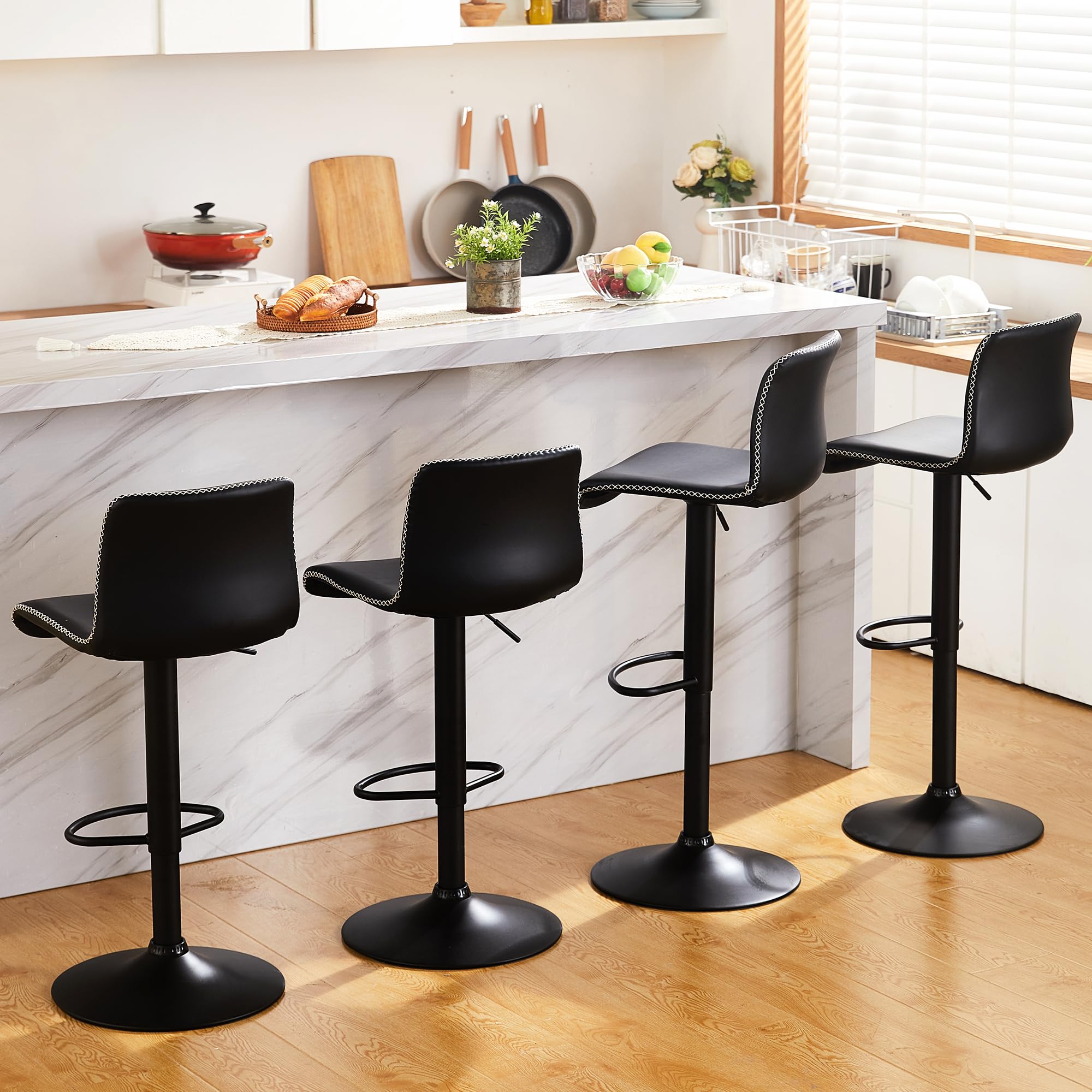 HeuGah Swivel Bar Stools Set of 4, Counter Height