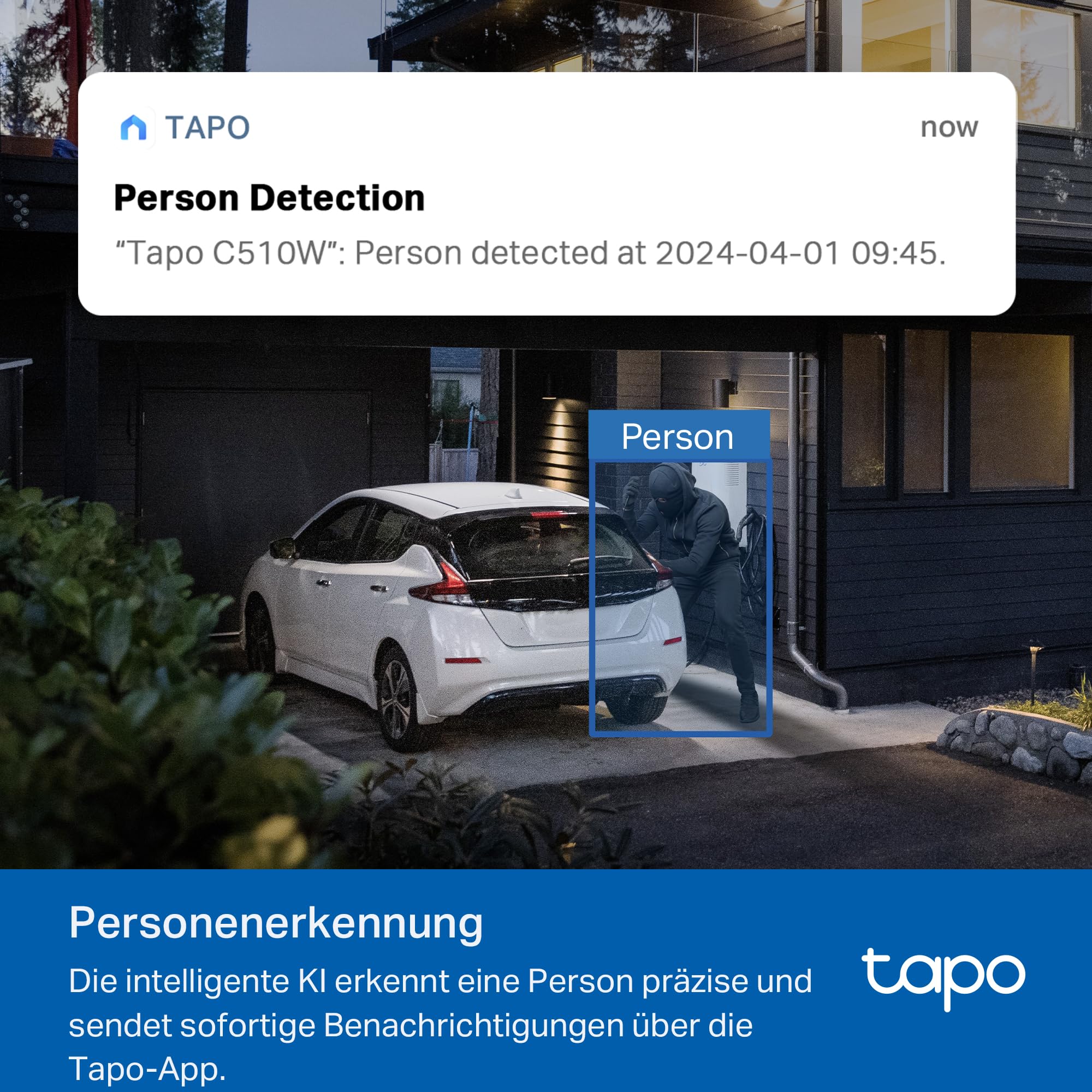 Tapo C51A 2K WLAN Überwachungskamera Außen, 360° Schwenk-/Neige, Vollfarbige Nachtsicht, Personenerkennung, Bewegungsverfolgung, Zwei-Wege-Audio, microSD-Karte bis zu 512 GB 4