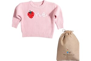 1st First Birthday Outfit Girl Boy One Sweater Embroidery Knit Pullover Fall Winter Clothes with Baby Gift Bag