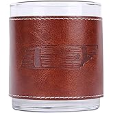 Tennessee Leather Sleeve Rocks Glasses - 11 oz Double Old Fashioned Drinking Glass - Bourbon Whiskey Cup - TN Gifts For Men (TN Barrel Stave)