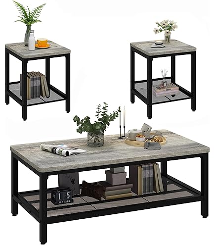 Furinno Camnus Table de Bout Modern Living, Gris Chêne Français, One