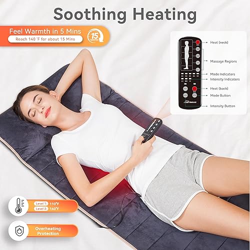 Snailax Memory Foam Full Body Massage Mat with Heat, Back Massager